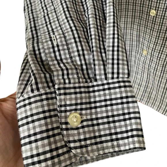 CHAPS Men's Black & White Plaid Long Sleeve Stretch Easy-Care Shirt in XXL 2X - Picture 4 of 6